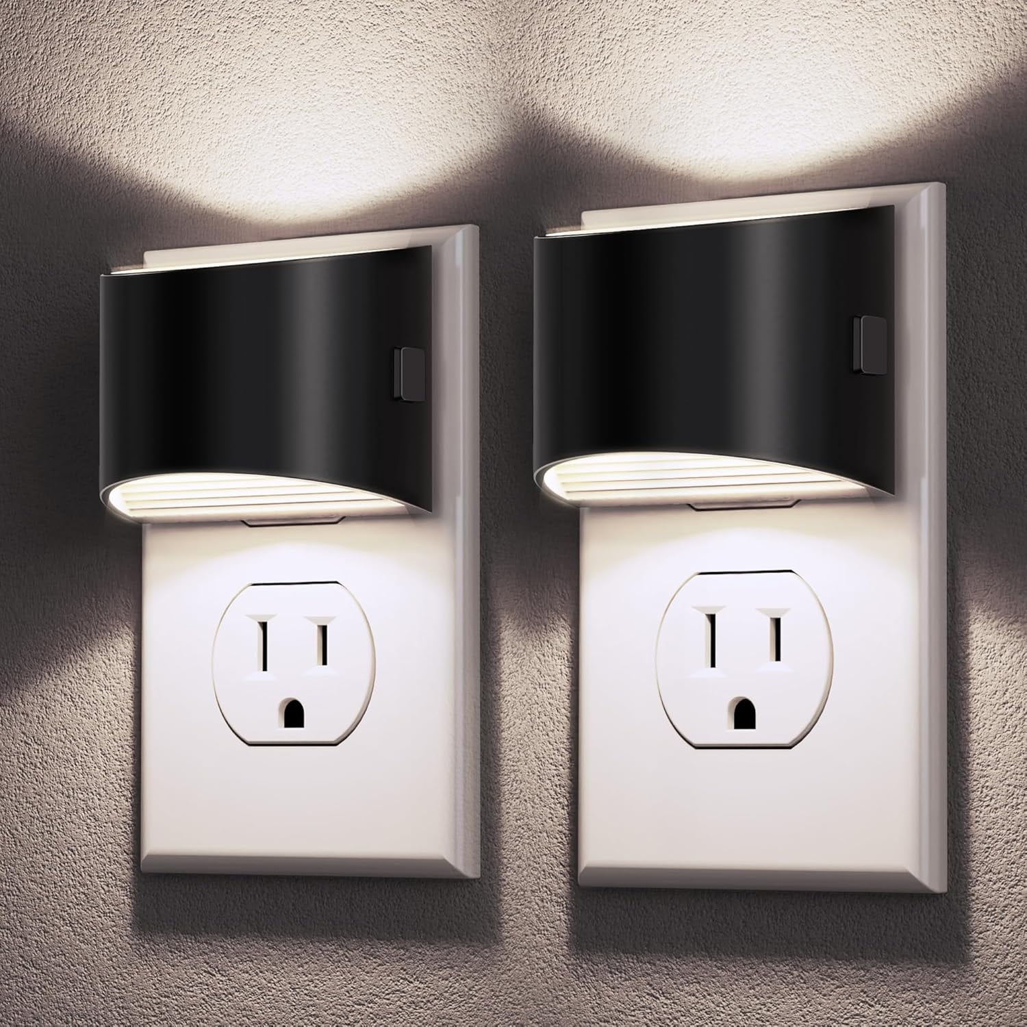 RGHJAR-LED Night Light[2 Pack], Night Lights Plug into Wall, 3 Level Brightness Adjustable Plug in Night Light, Dusk to Dawn Sensor, Nightlights for Adults, Bedroom, Bathroom, Hallway, 5000K