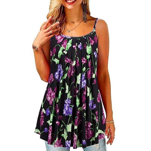 Minnieouse Tops de verano Correa Scoop Neck Scoop Neck Chaleco sin mangas Chaleco sin mangas Impreso Mujer Tela Prendas para la parte del cuerpo tipo 4 XXL Minnieouse AP001971-32