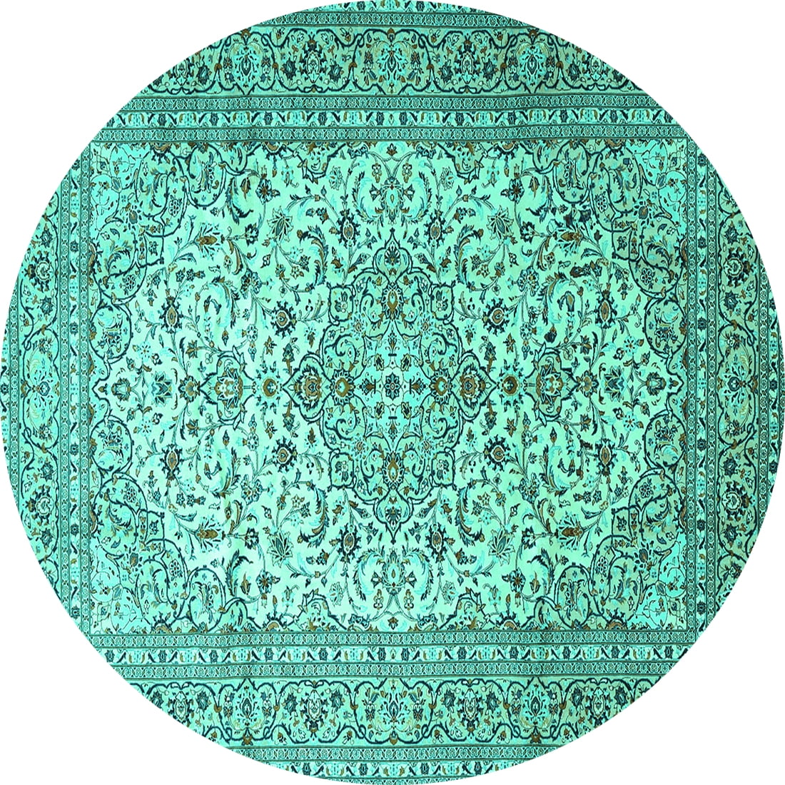 Ahgly Company Indoor Round Persian Turquoise Blue Traditional Area Rugs ...