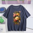 thumbnail image 2 of Floruhand T Shirts for Women Crewneck Boho Flowers Wildflowers Graphic Tees Summer Cute Shirts Short Sleeve Tops, 2 of 4