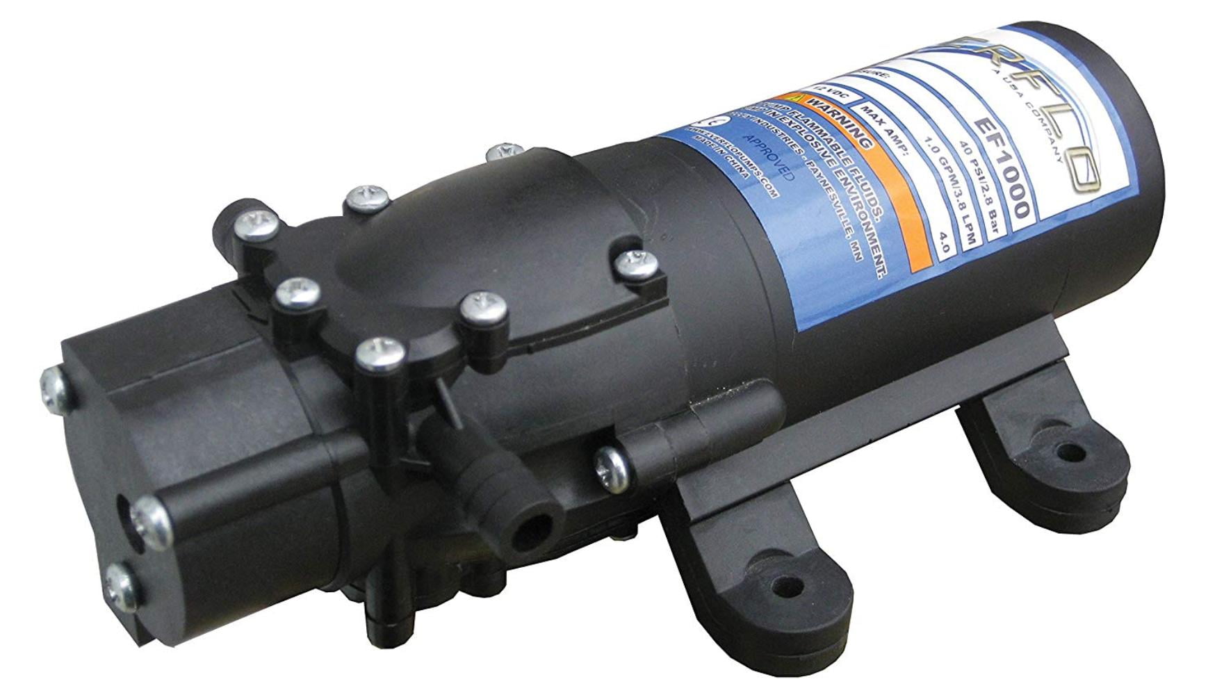 1.0 GPM 12V Diaphragm Pump with 3/8" Hose Barb Ports, 1.0 GPM pump with