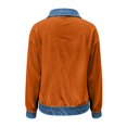 thumbnail image 7 of BODOAO Women's Ribbed Knit Zip Up Jacket, Denim Collar Cuff Patchwork Cardigan, Casual Long Sleeve Bomber Coat for Fall Winter Work, Vacation and Daily Wear Orange 2XL, 7 of 7