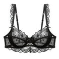 thumbnail image 6 of Guoeappa Women's Lace Bra Beauty Sheer Sexy Bra Non Padded Underwired Unlined Bra(Black,36C), 6 of 6