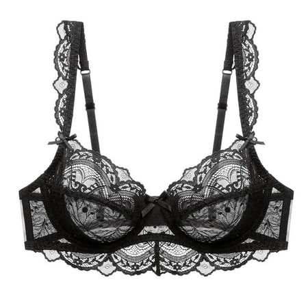 

Guoeappa Women s Lace Bra Beauty Sheer Sexy Bra Non Padded Underwired Unlined Bra