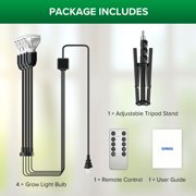 SANSI 4-Head Dimmable Grow Light, 35-64 Tripod, Remote/Timer, 4x10W PAR20 Bulbs for Indoor Plants