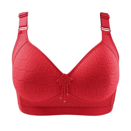 

YWDJ Sleep Bras for Women Woman Comfortable Breathable Bra Underwear No Rims Red M