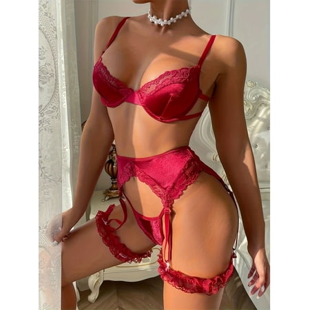 Generic New Sexy Lingerie Three-Point Lace Sexy Lingerie 4 PCs Set