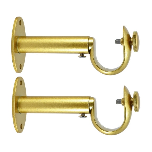 MERIVILLE Set of 2 Gold Zinc Curtain Drapery Rod Bracket for 1" Rod, Adjustable
