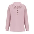 thumbnail image 3 of Womens Button Down Plus Size Shirt Cotton Long Sleeve Collared V Neck Solid Color Work Office Casual Loose Blouses Tops, 3 of 5