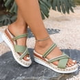 thumbnail image 2 of pwidon Two‑Way Wear Wedge Sandals Women, Rhinestone Crisscross Strap Platform Espadrille Slide Sandals for Summer Casual Mint Green 41, 2 of 5