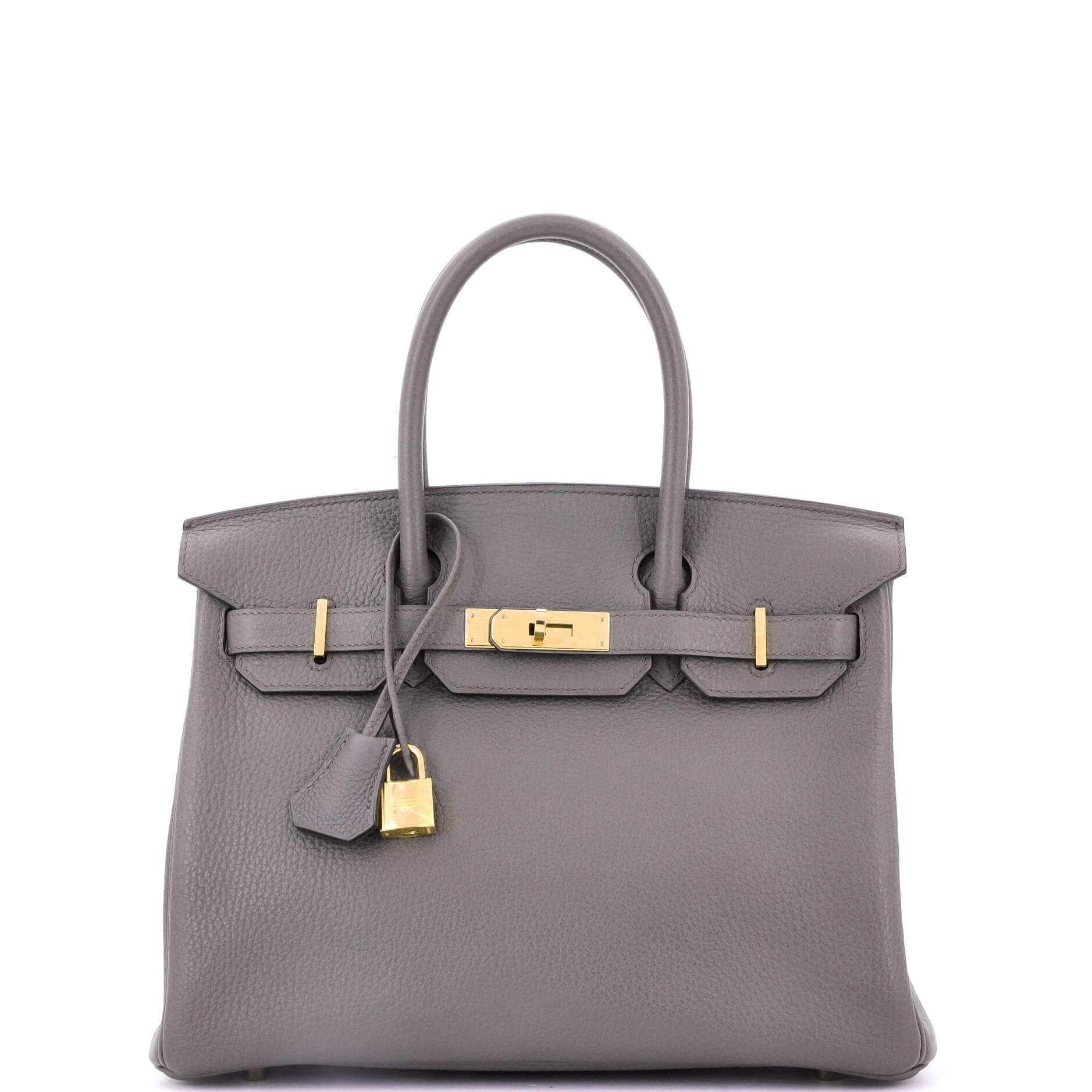 HERMES Pre-Owned Birkin Handbag Grey Togo with Gold Hardware 30 By Rebag