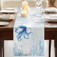 thumbnail image 3 of Table Runners 36 Inches Long Dress Scarves, Blue Octopus Coastal Farmhouse Kitchen/Dining Table Runner, Short Coffee Tablerunners, Coral Summer Beach Nautical Ocean Blue 13x36 Inch, 3 of 9