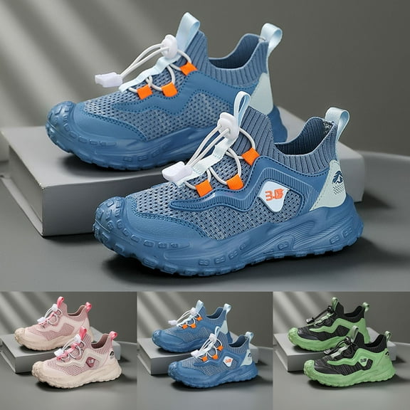 Boys Slip On Sneakers Boys Sneakers Lightweight Mesh Sports Shoes Elastic Buckle Design Non Slip Toddler Boys Shoes Green 27