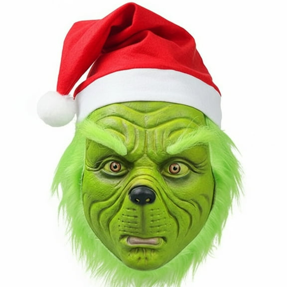 Christmas Cosplay Mask, Christmas Costume Latex Mask Adult ,Green Halloween Cosplay Mask