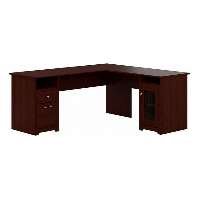 Bowery Hill 72W L Shaped Desk in Harvest Cherry - Engineered Wood