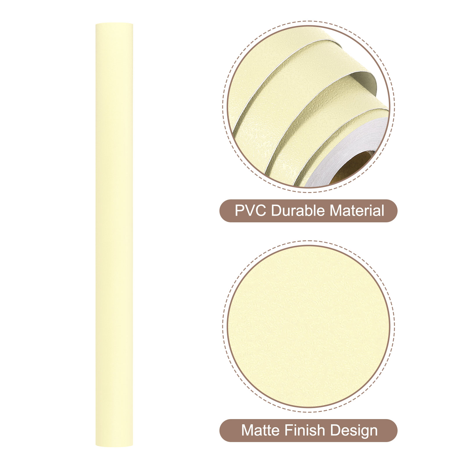 Unique Bargains Peel Stick Wallpaper Solid Color Vinyl Self-Adhesive Paper Khaki Yellow