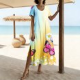 thumbnail image 6 of YuXingFu Black Dresses for Women Maxi Crew Neck Plus Size Womens Dress Short Sleeve Floral Long Casual Summer Yellow S, 6 of 7