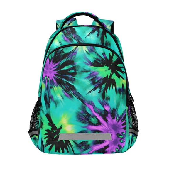ALAZA Green Tie Dye Backpack Elementary School Bag Bookbag Travel Rucksack
