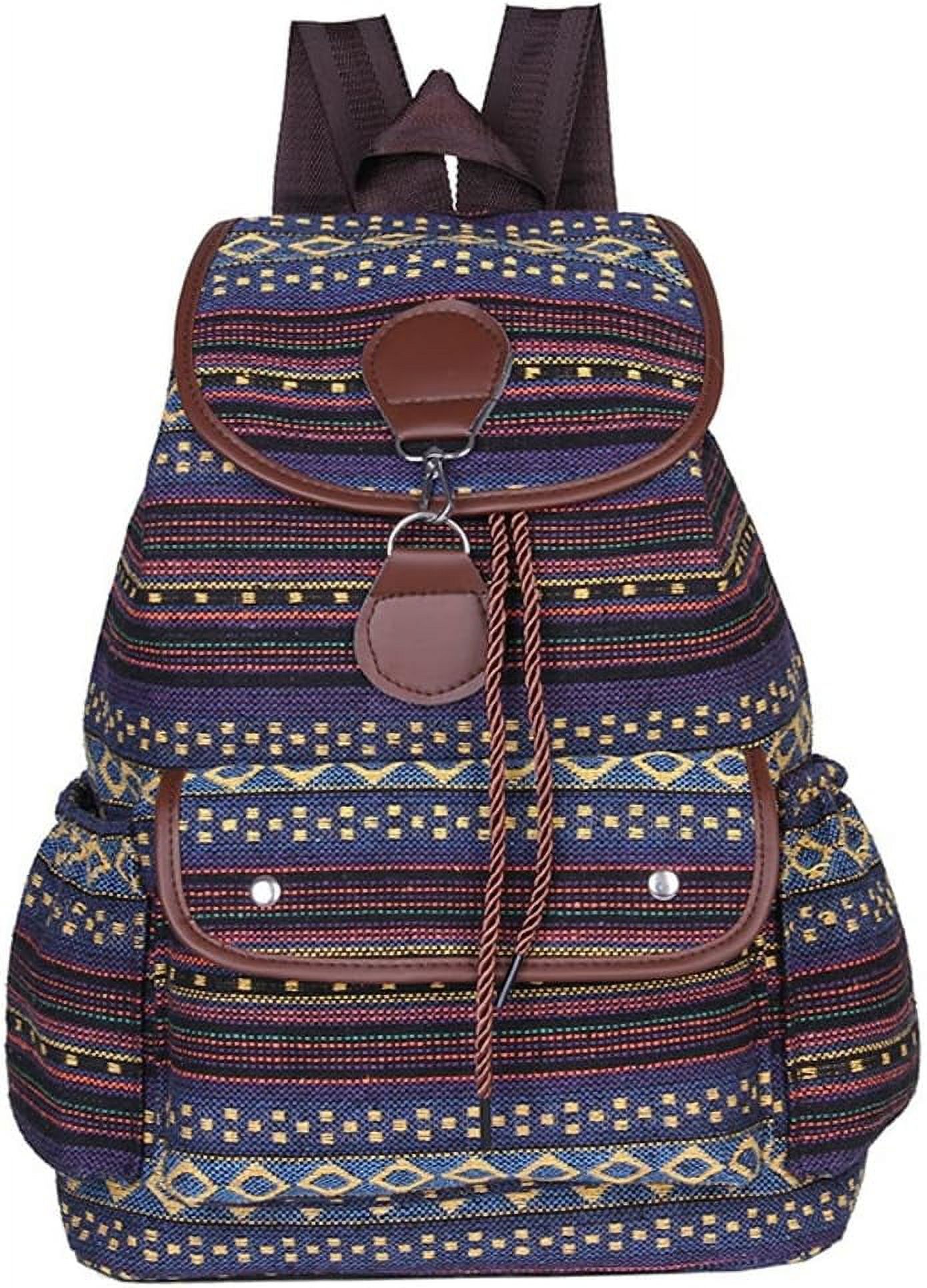 Boho Canvas backpack.. Extra Roomy.. Bright Colors Colorful Boho Backpack for Adventures | Bohemian, Hippie  main image 2