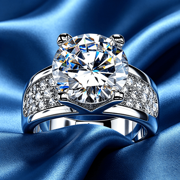Shiny Round Cut CZ Engagement Rings for Women's,925 Sterling Silver Plated Solo Solitaire Wedding Band Statement Party Cocktail Sapphire Promise Ring for Women Gifts Size 6-10(8#)