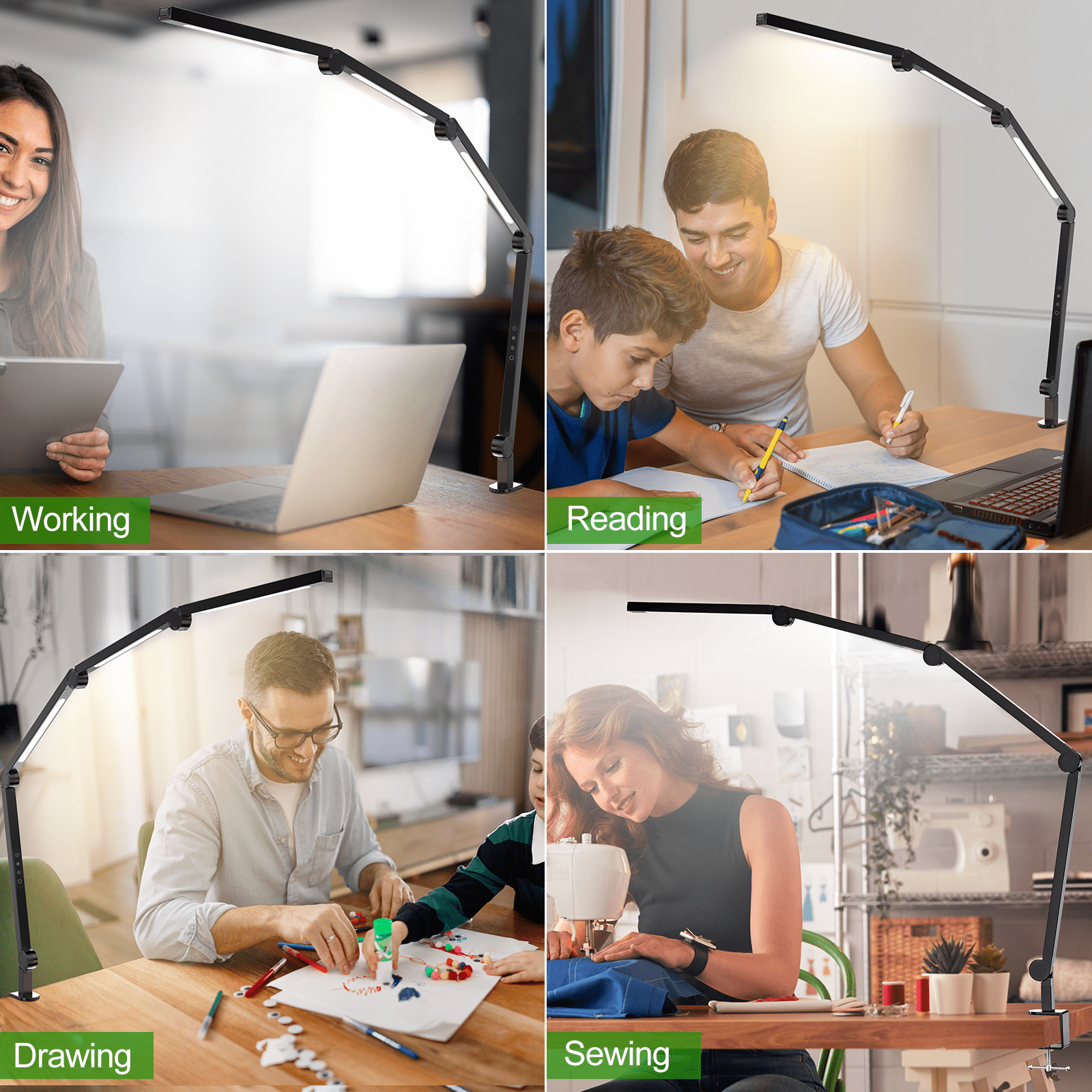 Foldable LED Desk Lamp with 3 Color Temperatures, Dimmable Brightness, and 360° Rotation - Eye-Caring Lighting for Home & Office Use
