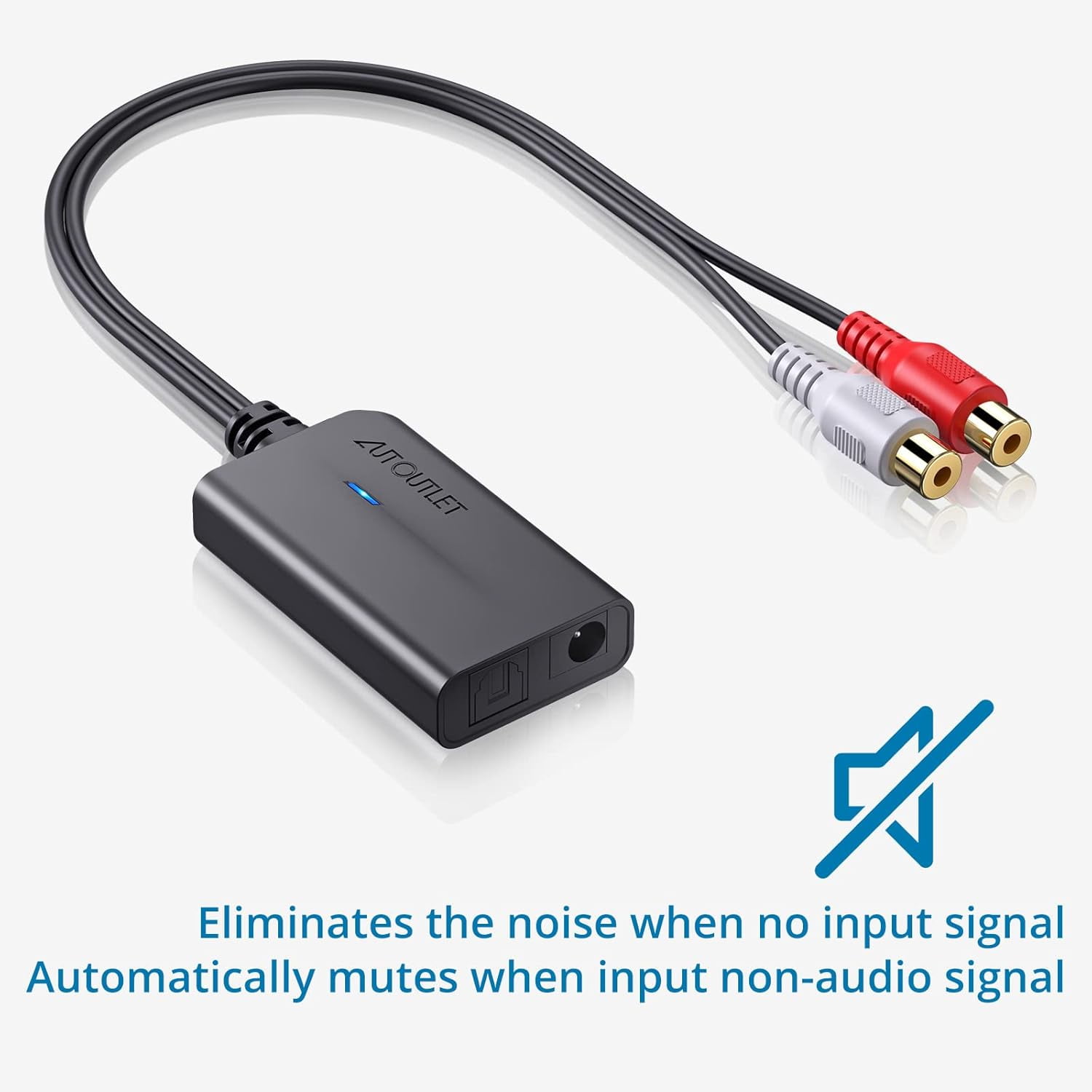 AUTOUTLET 192kHz Optical to RCA DAC | with 3ft Cable | for TV/DVD/PS5/Xbox