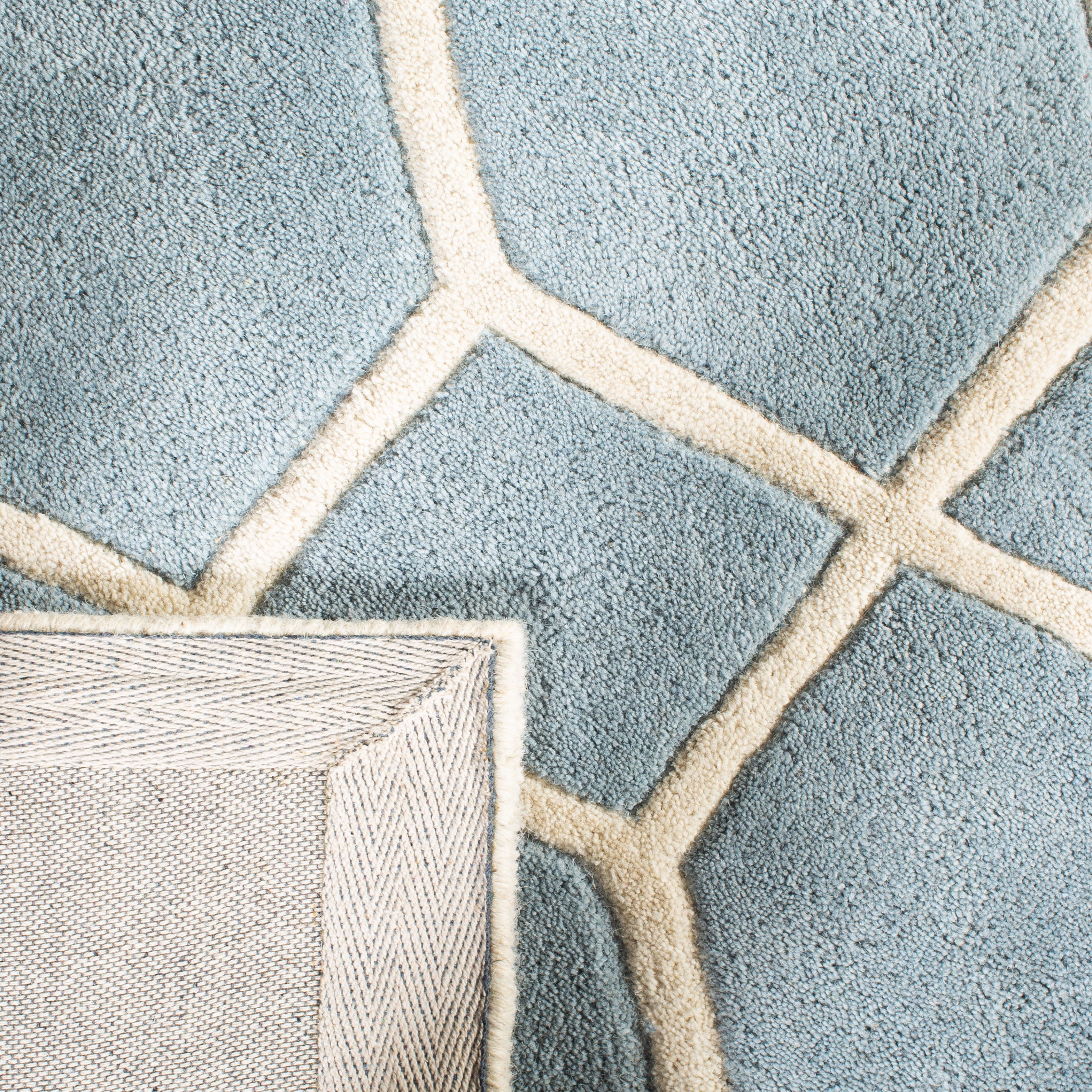 SAFAVIEH Chatham Elwin Geometric Wool Runner Rug, Blue/Ivory, 2'3" x 7'