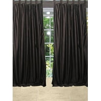 Mogul Solid Coffee Black Tab Top Curtain Drape Window Treatment For Home Decor (84x48)