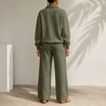 thumbnail image 6 of Mfakffe Womens 2‑Piece Casual Outfit Half‑Zip Collared Top and Wide Leg Pants Set Loose Relaxed Matching Tracksuit for Daily Wear, 6 of 6