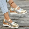thumbnail image 5 of Silver Ladies Everyday Heels With Round Toe Colorblock Buckle Rope Thick Sole For Indoor Use, 5 of 9