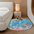 thumbnail image 2 of Blue Turtle Coastal Round Area Rug 3.3Ft Washable Circle Rugs for Dining Room Table, Nautical Summer Beach Coral Octopus Jellyfish Non-Slip Carpet Floor Mats Indoor Outdoor Carpet Runner Home Decor, 2 of 8