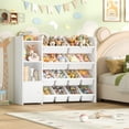 thumbnail image 3 of Hiphuta 44”Wide Kids Bookcase Toy Storage Organizer with 12 Removable Toy Boxes, Wooden Toy Chest for Kids, Kids Storage Bookshelf for Small Bedroom Playroom, White, 3 of 8