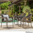 thumbnail image 2 of Noble House Mirage Wicker Stacking Patio Dining Arm Chair in Mocha (Set of 4), 2 of 25