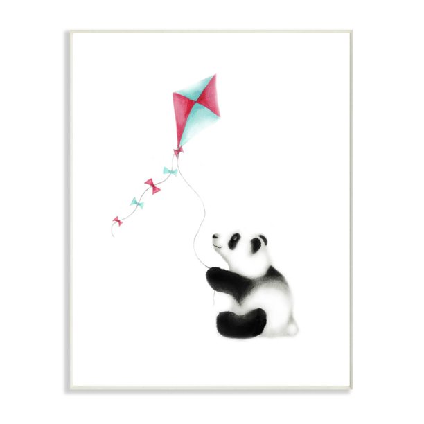 The Kids Room By Stupell Cute Cartoon Baby Panda With Kite Zoo Animal Painting Wall Plaque Art By Studio Q By Studio Q Walmart Com Walmart Com