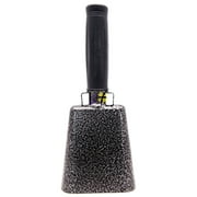 8.6 inch Flake Silver Bell Black Handle Cowbell with Stick Grip Handle Used for Cheering at Sporting Events - Cow Bell by Stewart Trading