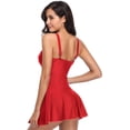 thumbnail image 4 of Traje de baño de una pieza con falda fruncida cruzada para mujer, 4 of 5