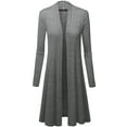 thumbnail image 4 of Made by Johnny Women's Solid Long Sleeve Open Front Long Cardigan M HEATHER_DARK_GREY, 4 of 6