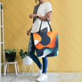 thumbnail image 4 of FORMRS Womens Canvas Tote Bag with Zipper Inner Pocket Shoulder Handbag, Green Abstract Wavy, 4 of 7