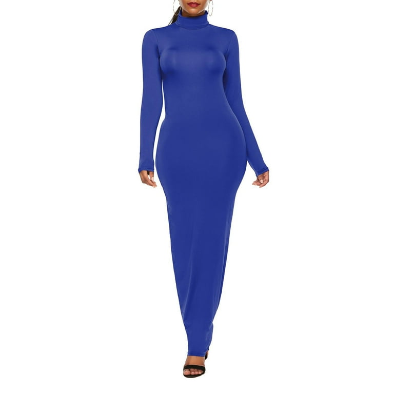 Women's Long Sleeve Bodycon Maxi Dress | Leopard Print & Solid Color Tight Pencil Dress For Fall, Party & Casual Wear
