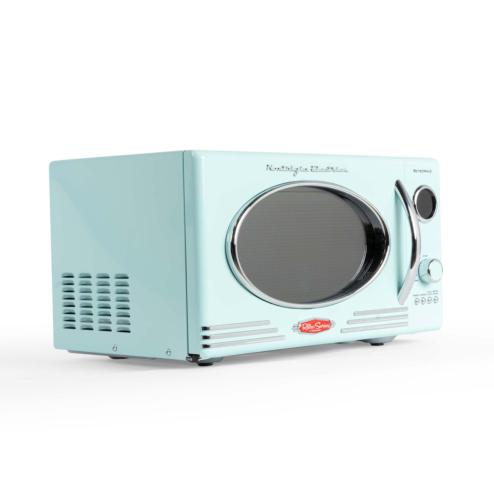 Nostalgia 0. 9 cu. ft. 800-Watt Retro Microwave Oven in Aqua NRMO9AQ - The  Home Depot