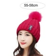 thumbnail image 6 of Naierhg Beanie Women Hat Solid Color Fluffy Ball Stretch Thicken Fleece Lined Autumn Winter Coldproof Fashion Labeling Beanie Hat Daily WearWhite, 6 of 8