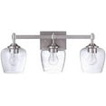 thumbnail image 4 of Craftmade 12422SB3 Stellen Clear Seeded Glass Bathroom Vanity Lighting, 3-Light 180 Total Watts, 9"H x 22"W, Satin Brass, 4 of 6