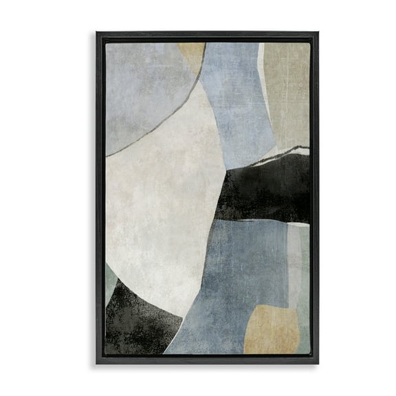Stupell Industries Cutout Shapes Composition Abstract Painting Black Floater Framed Canvas Art Print Wall Art, 17 x 25