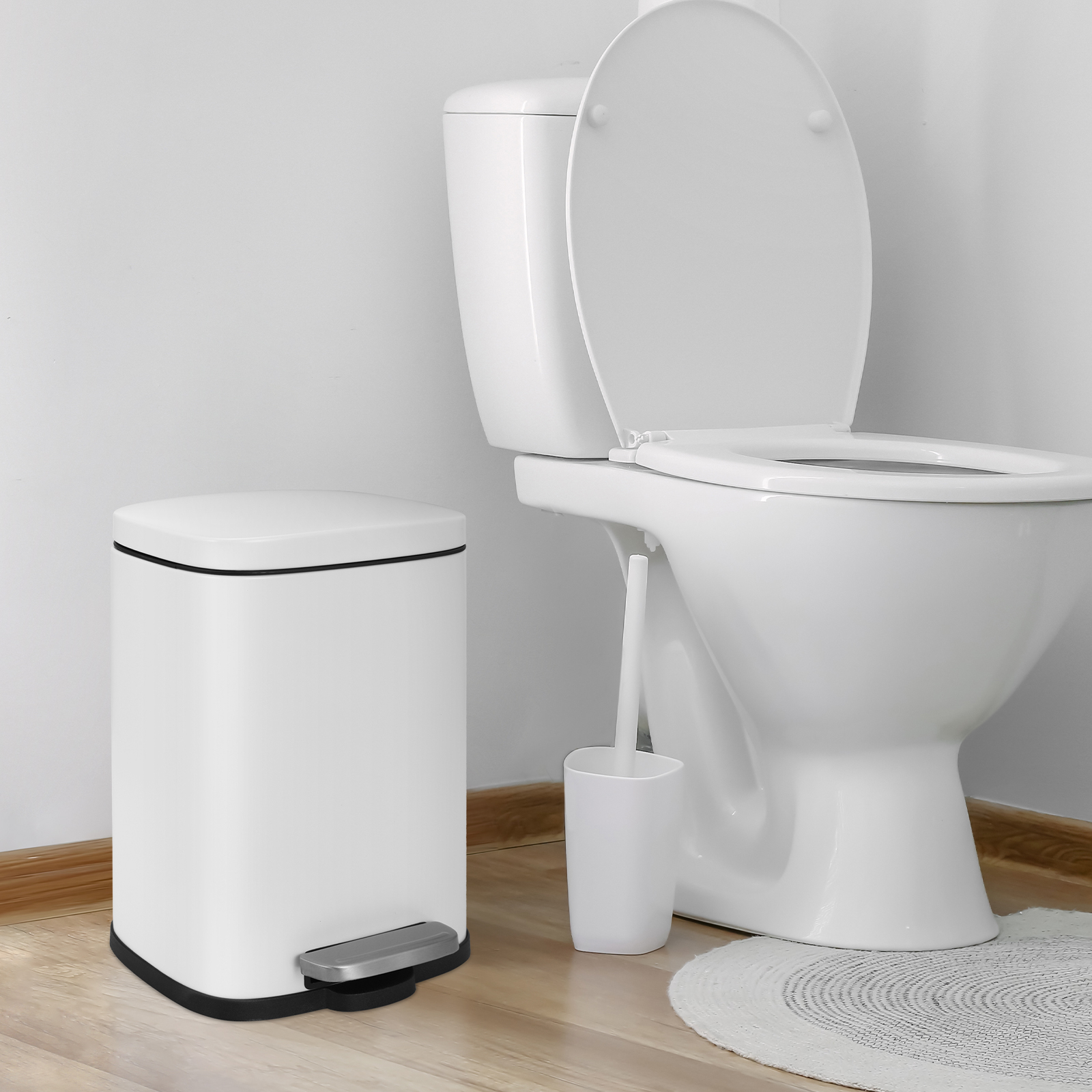 TLSUNNY 13.2+1.3 Gal Trash Can Set, Stainless Steel Step Garbage Bin Combo with Removable Inner Buckets, Lid Dustbin, for Kitchen, Home