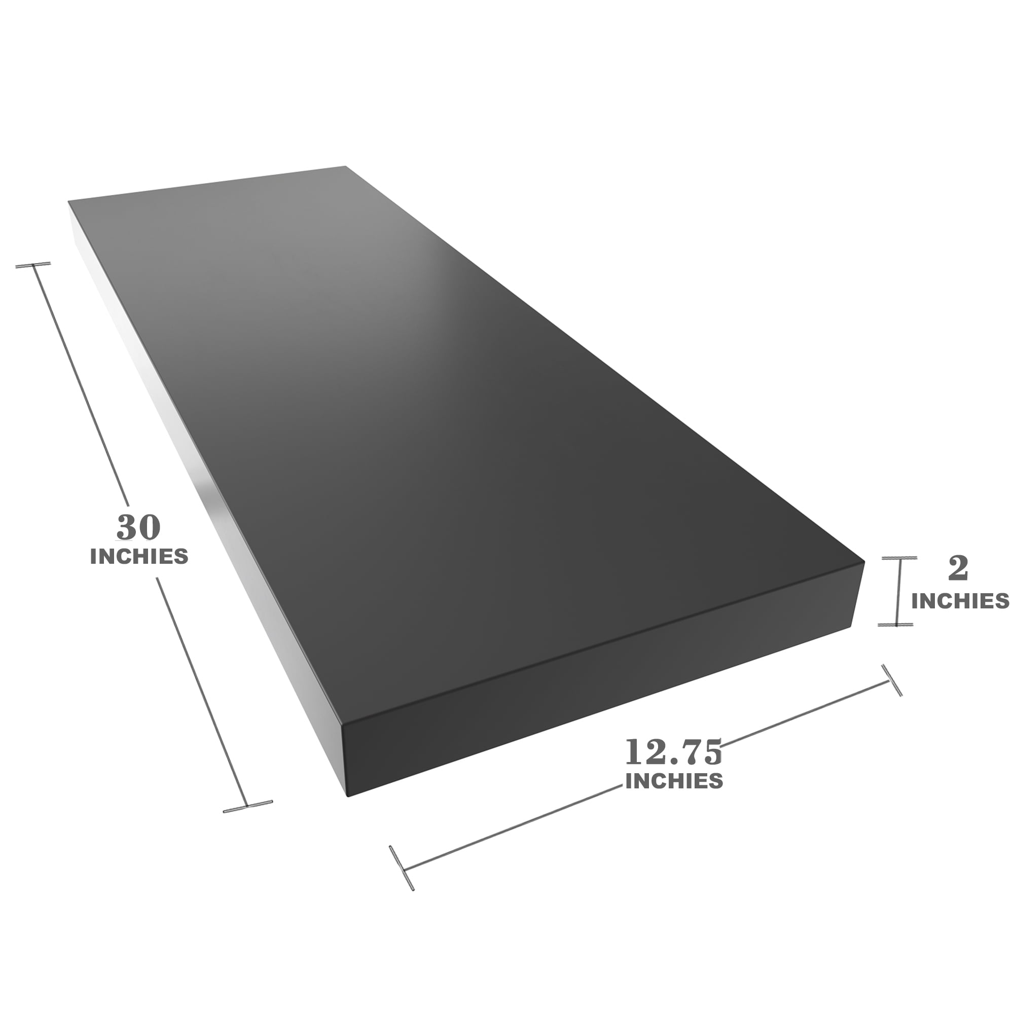 LANDMOK 12.7 Inch Deep Floating Shelf, 30 x12 Inch Large Wall Mounted Shelf for Kitchen, Bathroom, Living Room, Black (2 Pack)