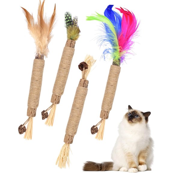 BZUEPRS Cat Toy, 10 pcs Kitten Chew Stick Catnip Sticks for Cat, Cat Dental Feather Kittens Teeth Toys Natural Matatabi Dental Care, Increase Appetite, Calm Anxiety and Stress