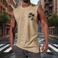 thumbnail image 4 of Mens Graphic Cotton Tank Tops Sleeveless Muscle Shirts Beach Hawaiian Coconut Tree Patriotic Tank Tops Khaki, 4 of 5