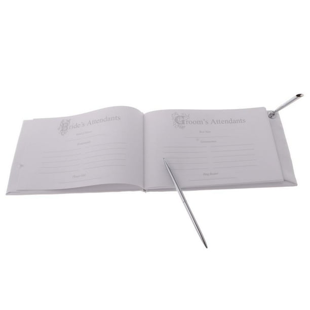 Cateissary Elegante libro de invitados de boda y juego de bolígrafos con decoración de cristal de tul Suministros para fiestas Artesanía