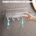 thumbnail image 7 of Bathroom Shelves, Wall Mounted Storage Racks, No Hole Installation, Transparent Plastic, Large Capacity, Stable Load Bearing, For Toiletries Towels, 7 of 7