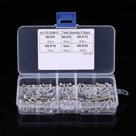 210-Piece M4 Stainless Steel Button Head Screw Assortment Kit - Hex Socket Bolts & Nuts Set (304 Grade)